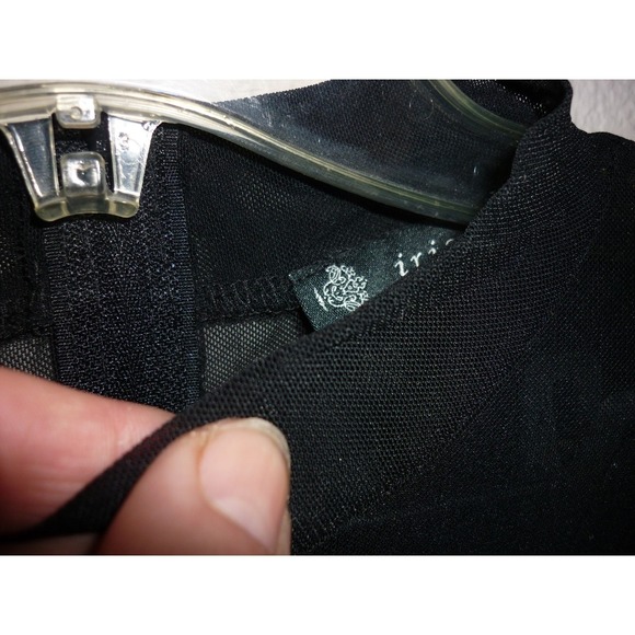 Black Sheer Mesh Midi Dress Long Sleeve Mock Neck Bodycon - IRIS LA Size M - Picture 6 of 10